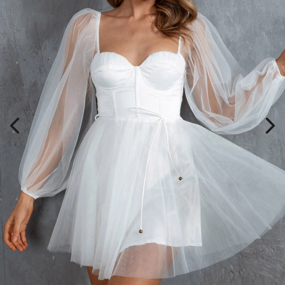 Selfie Leslie Fairytale Dream Sheer Sleeve Mini Dress